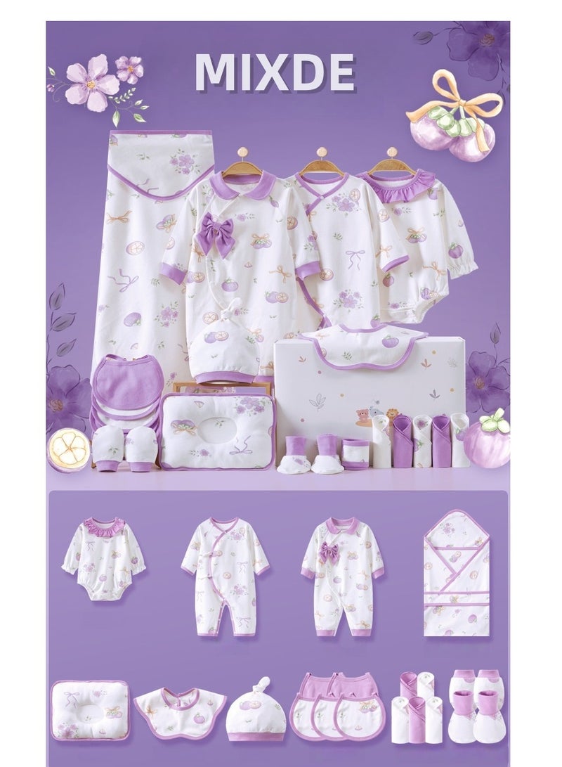 MIXDE 22 pieces of baby clothes gift box, newborn baby's one month meeting gift, newborn baby's pure cotton jumpsuit set, mother and baby supplies - Image 1